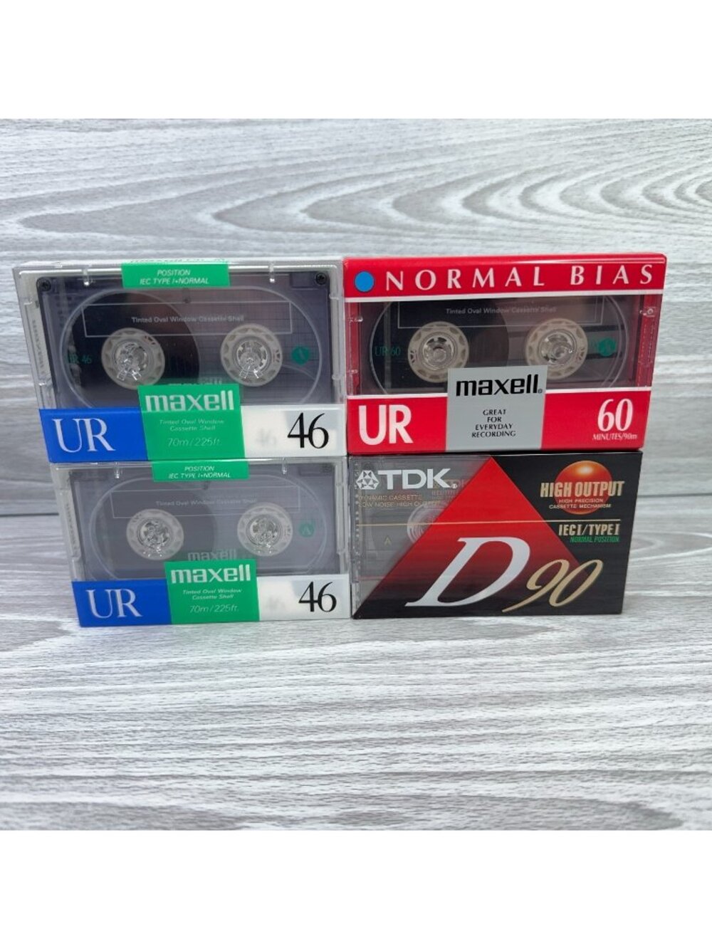 Lot of 4 Blank Audio Cassette Tapes Maxell UR 46 60 TDK D90 - New Sealed